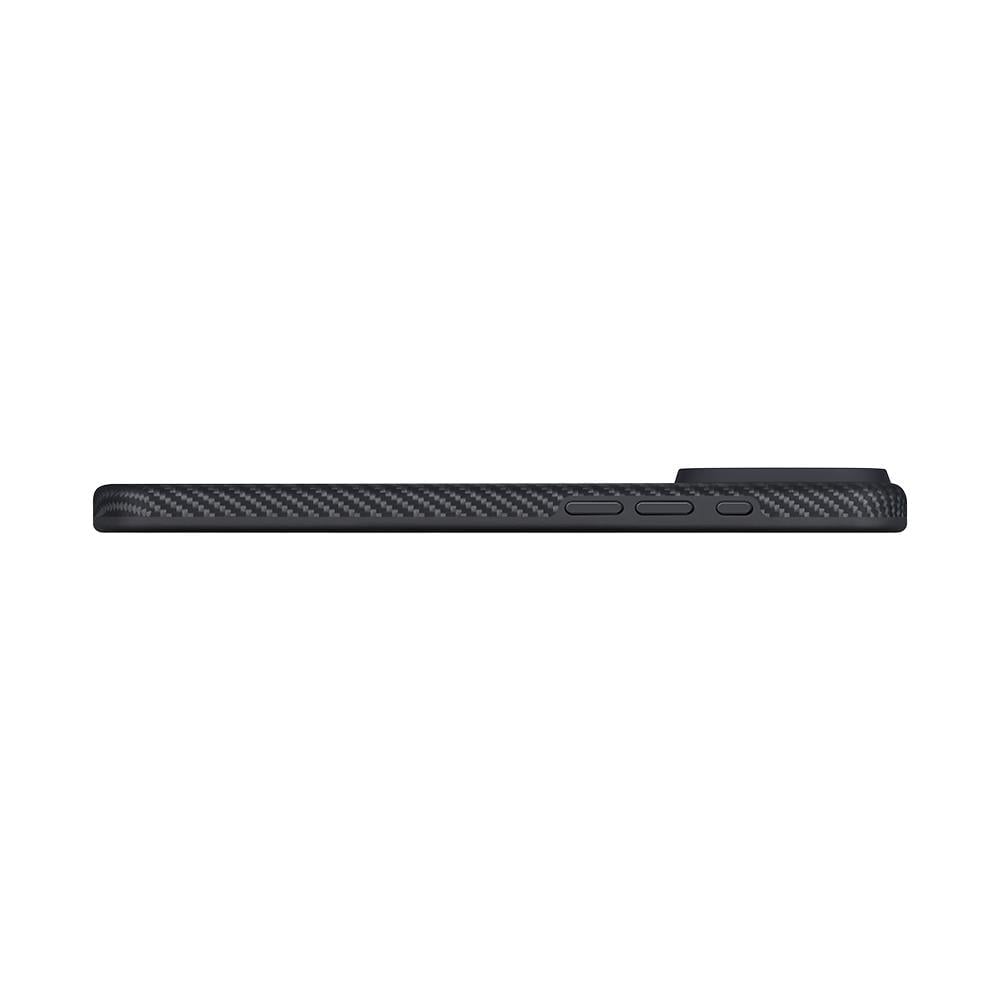 Apple iPhone 17 Pro Max Kılıf M-safe Şarj Özellikli 1500D Aramid Fiber Pitaka Military-Grade Classic Serisi Black-Grey Twill Kapak