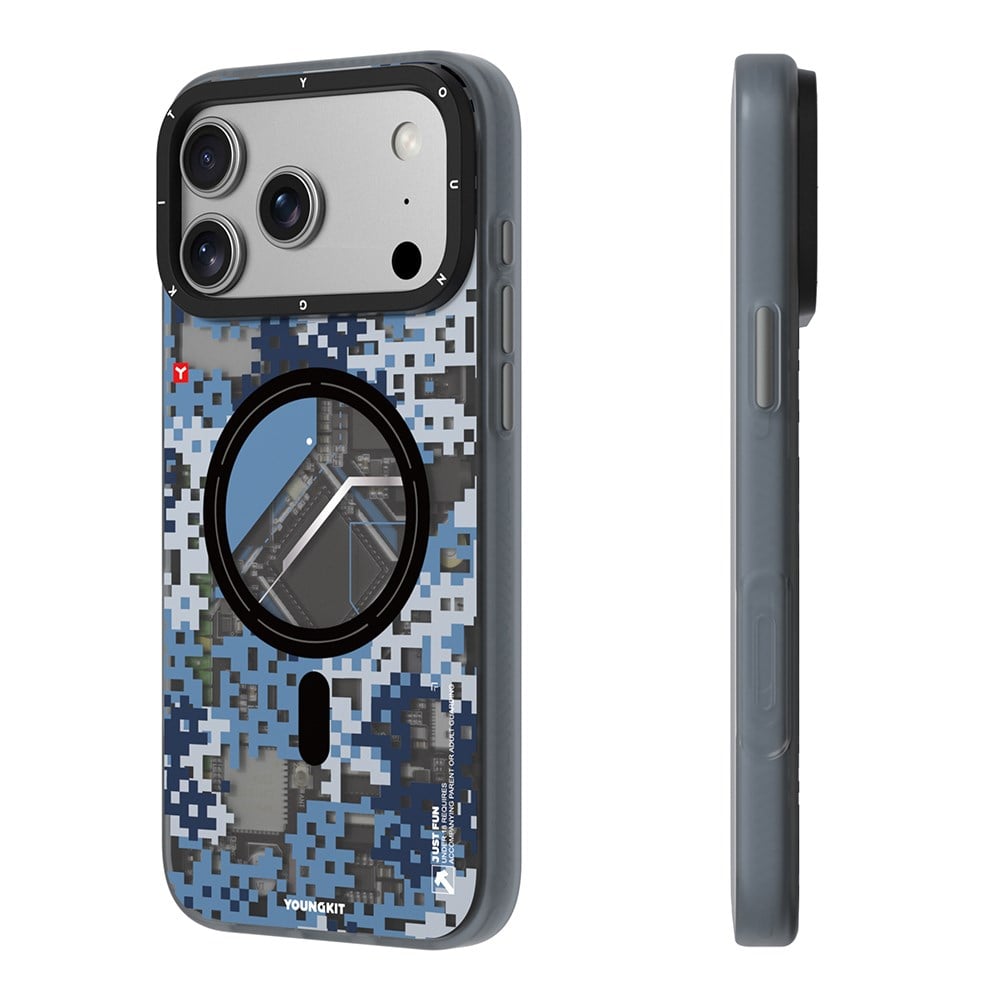 Apple iPhone 17 Pro Max Kılıf M-Safe Şarj Özellikli Youngkit Camouflage Sykell Serisi Kapak