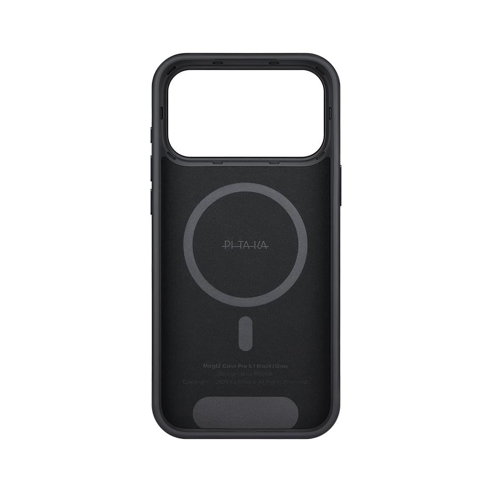 Apple iPhone 17 Pro Max Kılıf M-safe Şarj Özellikli 1500D Aramid Fiber Pitaka Military-Grade Classic Serisi Black-Grey Twill Kapak
