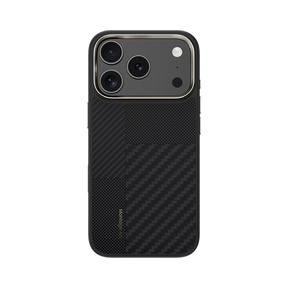 Apple iPhone 17 Pro Max Kılıf M-safe Şarj Özellikli Karbon Fiber Benks Montage Hybrid ArmorPro Kevlar Kapak