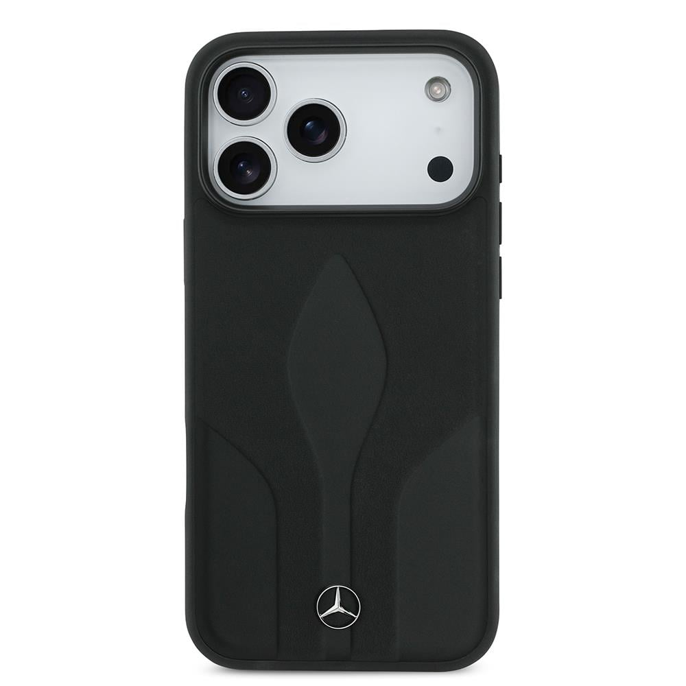 Apple iPhone 17 Pro Max Kılıf Mercedes Benz Orjinal Lisanslı M-safe Şarj Özellikli Dokulu Desenli Deri Kapak