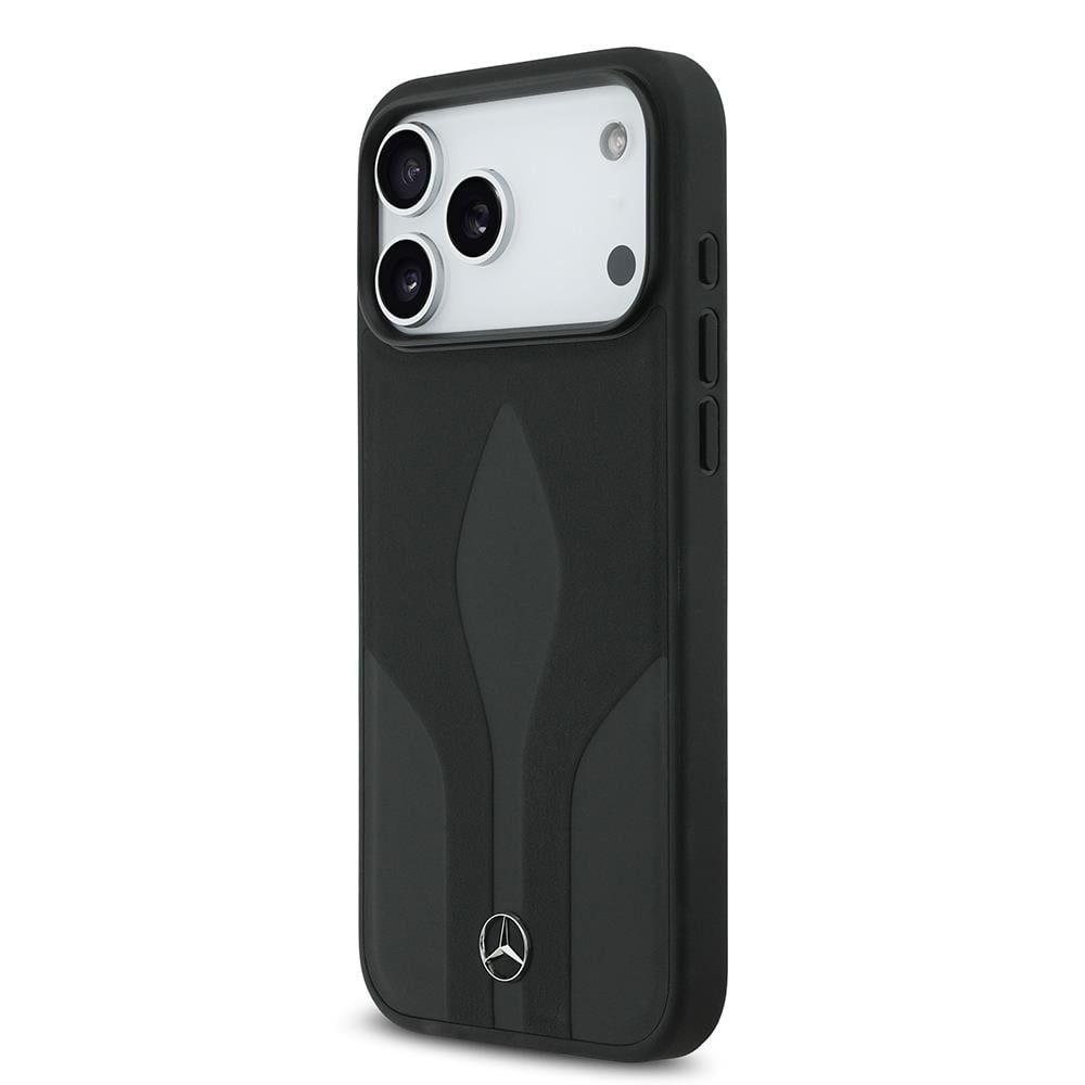 Apple iPhone 17 Pro Max Kılıf Mercedes Benz Orjinal Lisanslı M-safe Şarj Özellikli Dokulu Desenli Deri Kapak