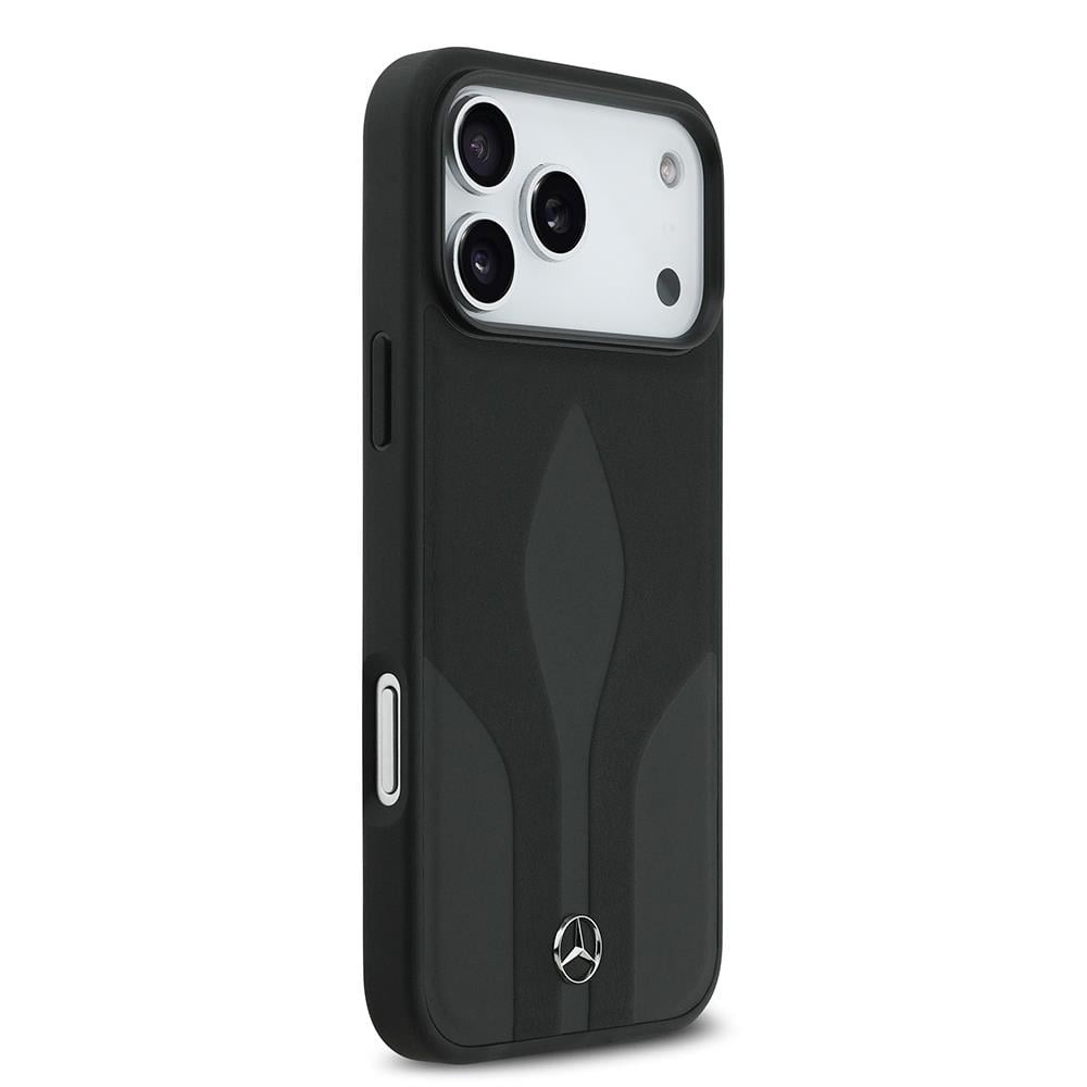 Apple iPhone 17 Pro Max Kılıf Mercedes Benz Orjinal Lisanslı M-safe Şarj Özellikli Dokulu Desenli Deri Kapak