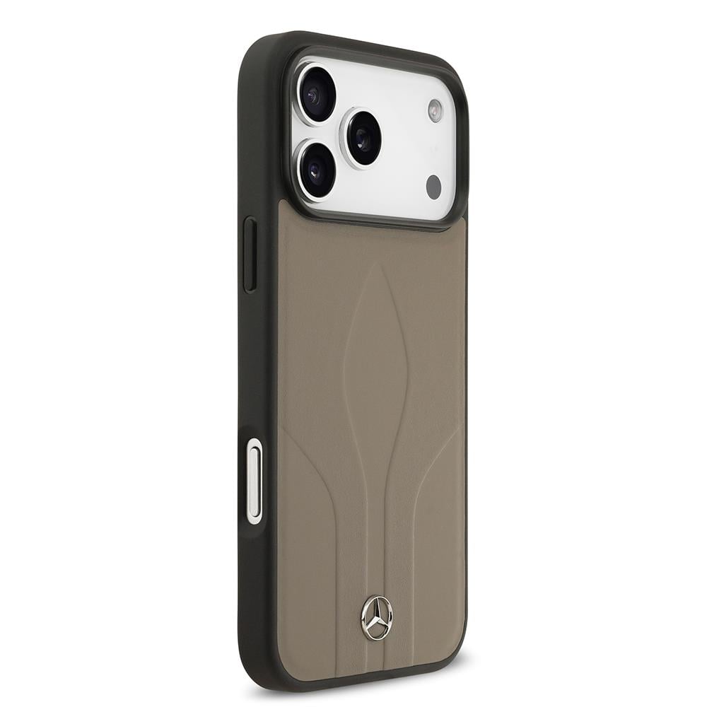 Apple iPhone 17 Pro Max Kılıf Mercedes Benz Orjinal Lisanslı M-safe Şarj Özellikli Dokulu Desenli Deri Kapak