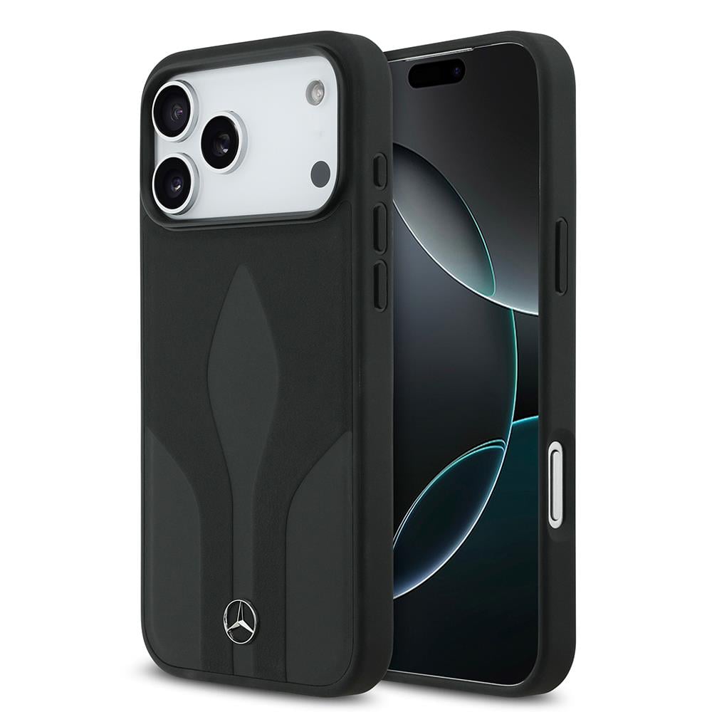 Apple iPhone 17 Pro Max Kılıf Mercedes Benz Orjinal Lisanslı M-safe Şarj Özellikli Dokulu Desenli Deri Kapak