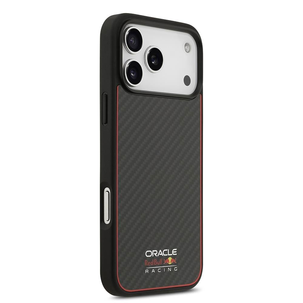 Apple iPhone 17 Pro Max Kılıf Redbull Orjinal Lisanslı M-safe Şarj Özellikli Karbon Fiber Parlayan Logolu Kevlar Kapak