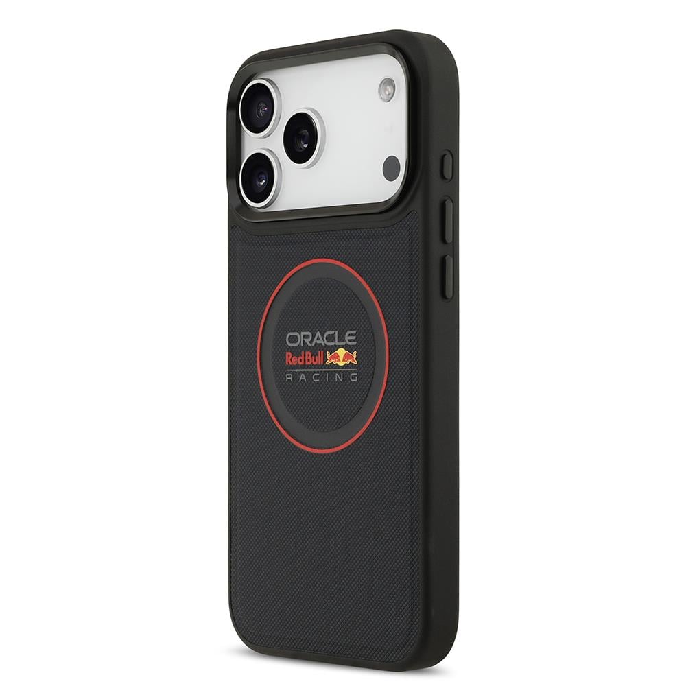 Apple iPhone 17 Pro Max Kılıf Redbull Orjinal Lisanslı M-safe Şarj Özellikli Kırmızı Halka ve Logo Kabartmalı PU Deri Kapak