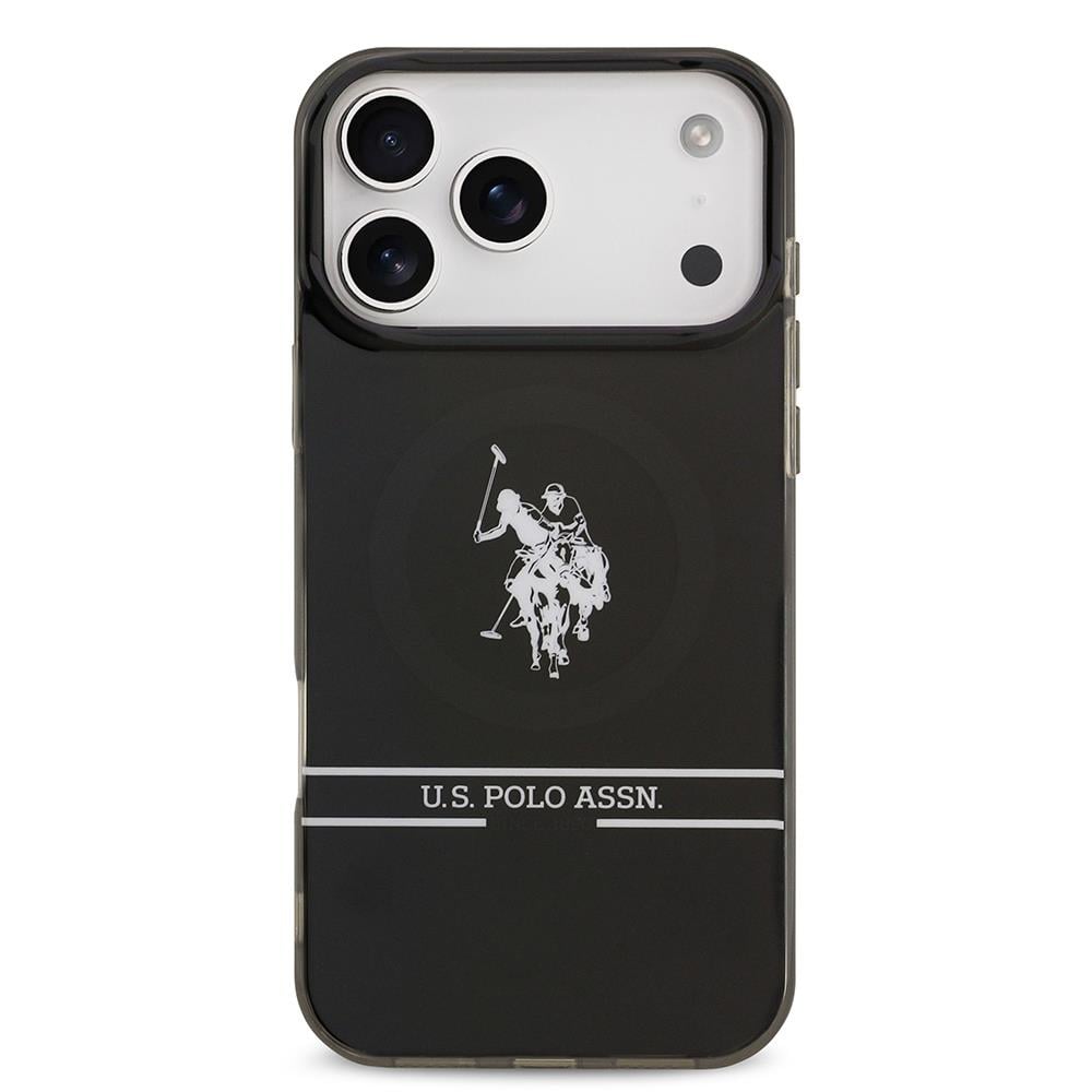 Apple iPhone 17 Pro Max Kılıf U.S. Polo Assn. Orjinal Lisanslı M-safe Şarj Özellikli IML Double Horse Stripe Logolu Kapak