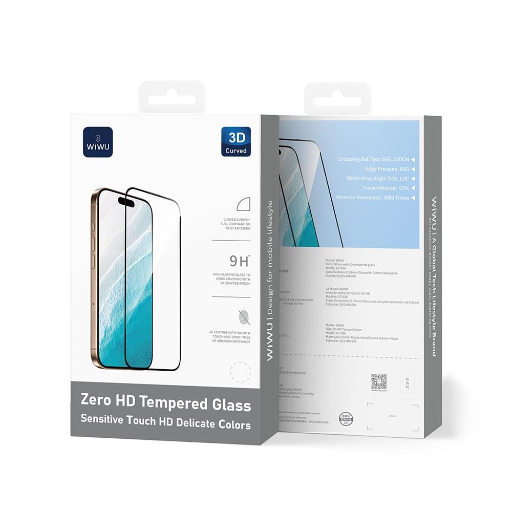 Apple iPhone 17 Pro Max Wiwu GT-026 Zero Curved Parmak İzi Bırakmayan Temperli Cam Ekran Koruyucu