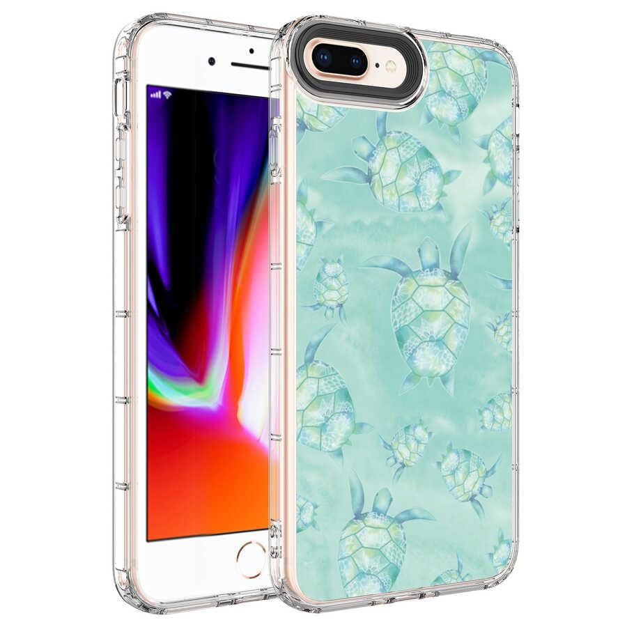 Apple iPhone 7 Plus Kılıf Kamera Korumalı Renkli Desenli Sert Silikon Zore Korn Kapak