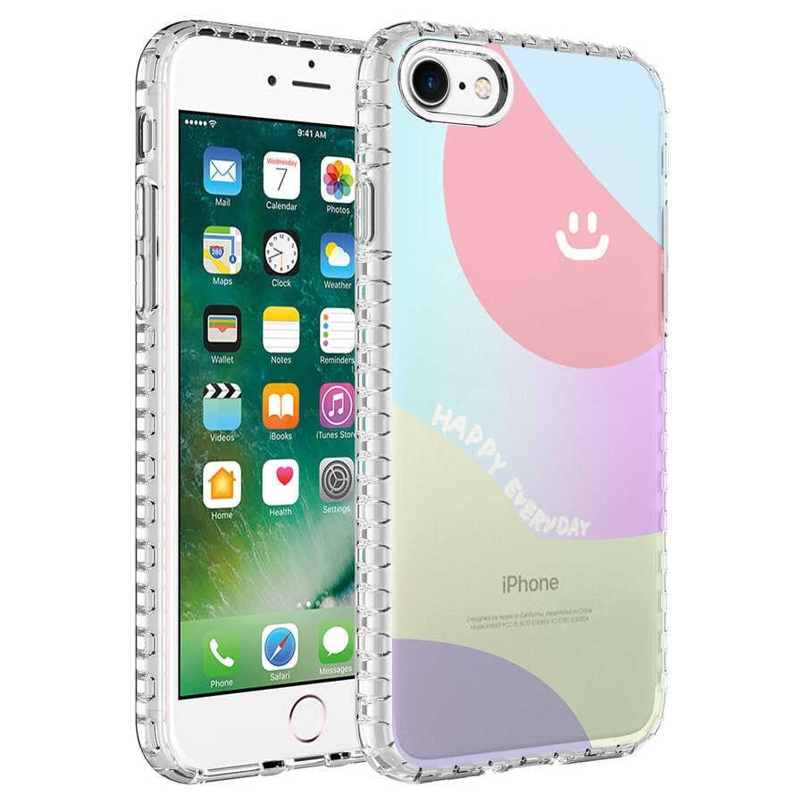 Apple iPhone 8 Kılıf Airbag Kenarlı Renkli Desenli Silikon Zore Elegans Kapak