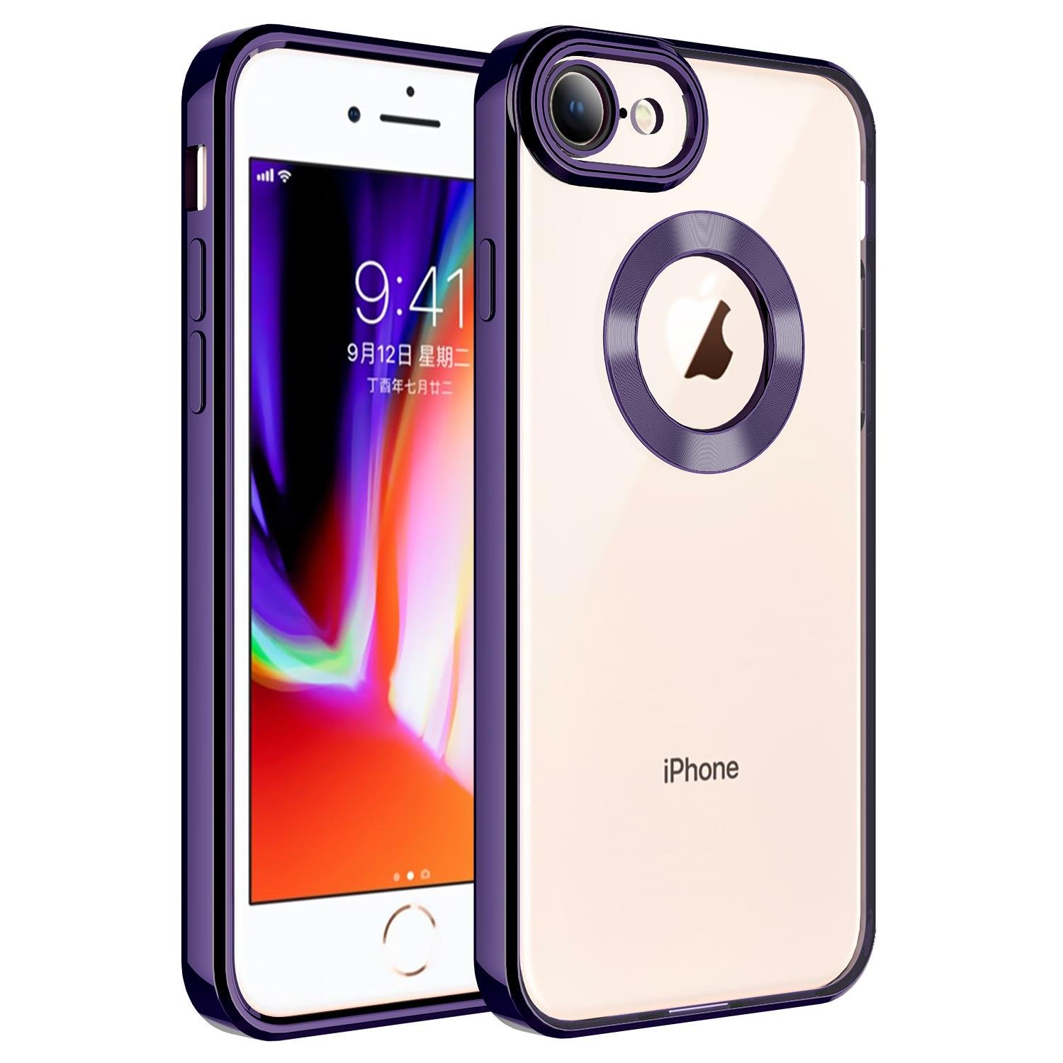 Apple iPhone 8 Kılıf Kamera Korumalı Logo Gösteren Zore Omega Kapak