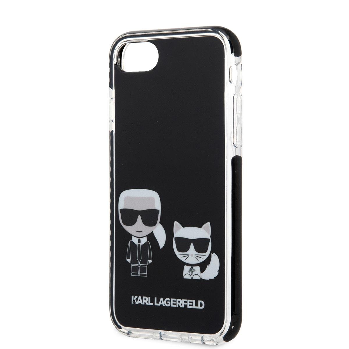Apple iPhone 8 Kılıf Karl Lagerfeld Kenarları Siyah Silikon K&C Dizayn Kapak