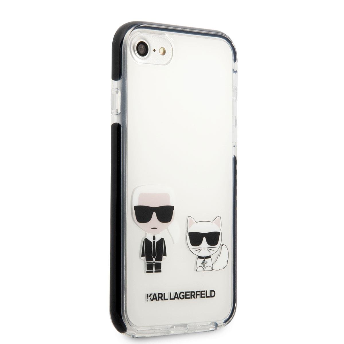 Apple iPhone 8 Kılıf Karl Lagerfeld Kenarları Siyah Silikon K&C Dizayn Kapak