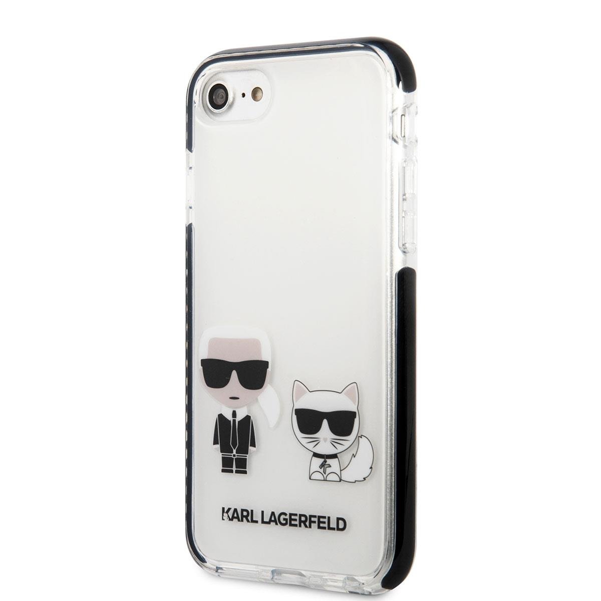 Apple iPhone 8 Kılıf Karl Lagerfeld Kenarları Siyah Silikon K&C Dizayn Kapak