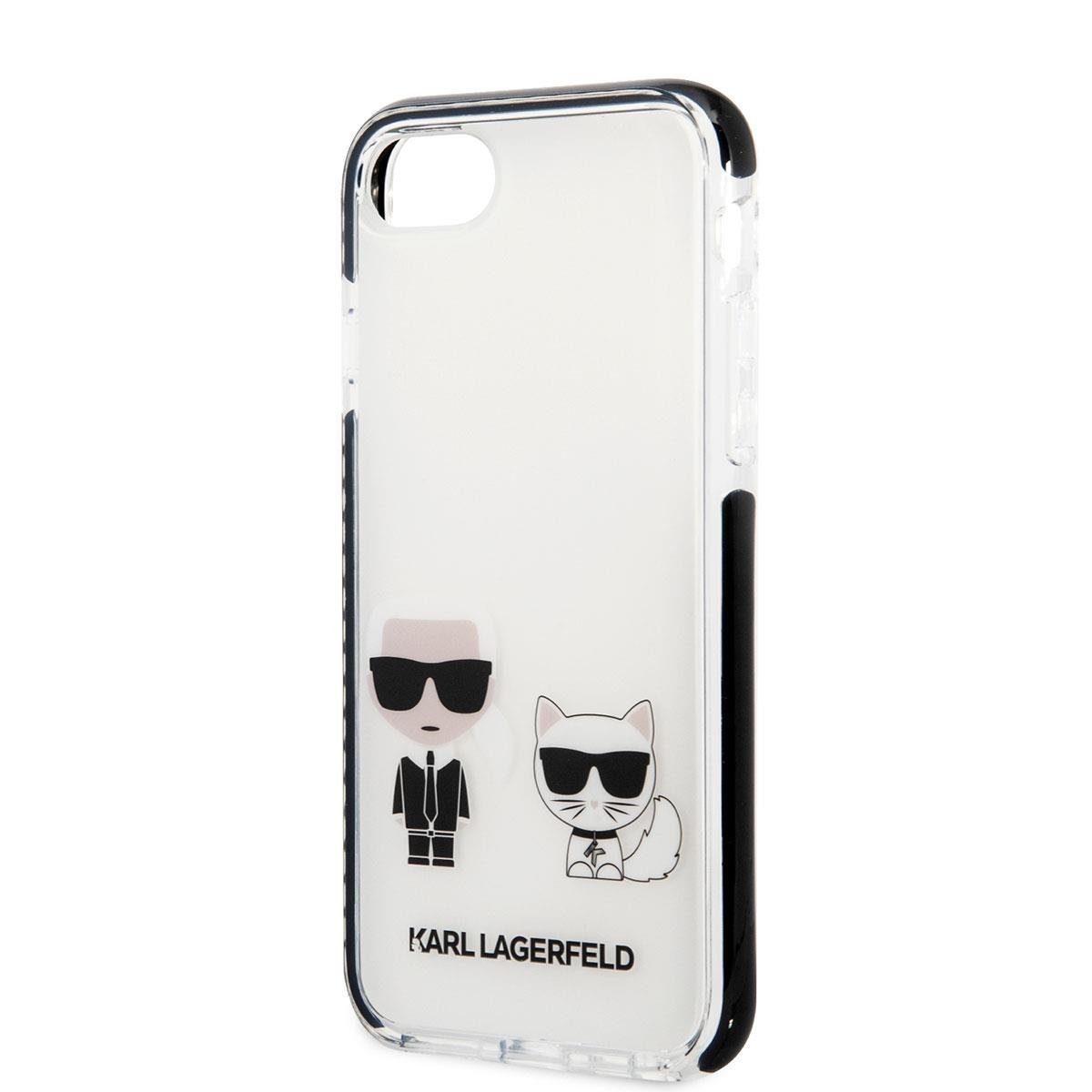 Apple iPhone 8 Kılıf Karl Lagerfeld Kenarları Siyah Silikon K&C Dizayn Kapak
