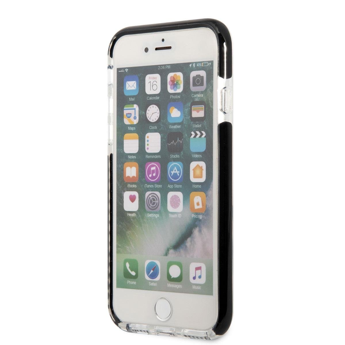 Apple iPhone 8 Kılıf Karl Lagerfeld Kenarları Siyah Silikon K&C Dizayn Kapak