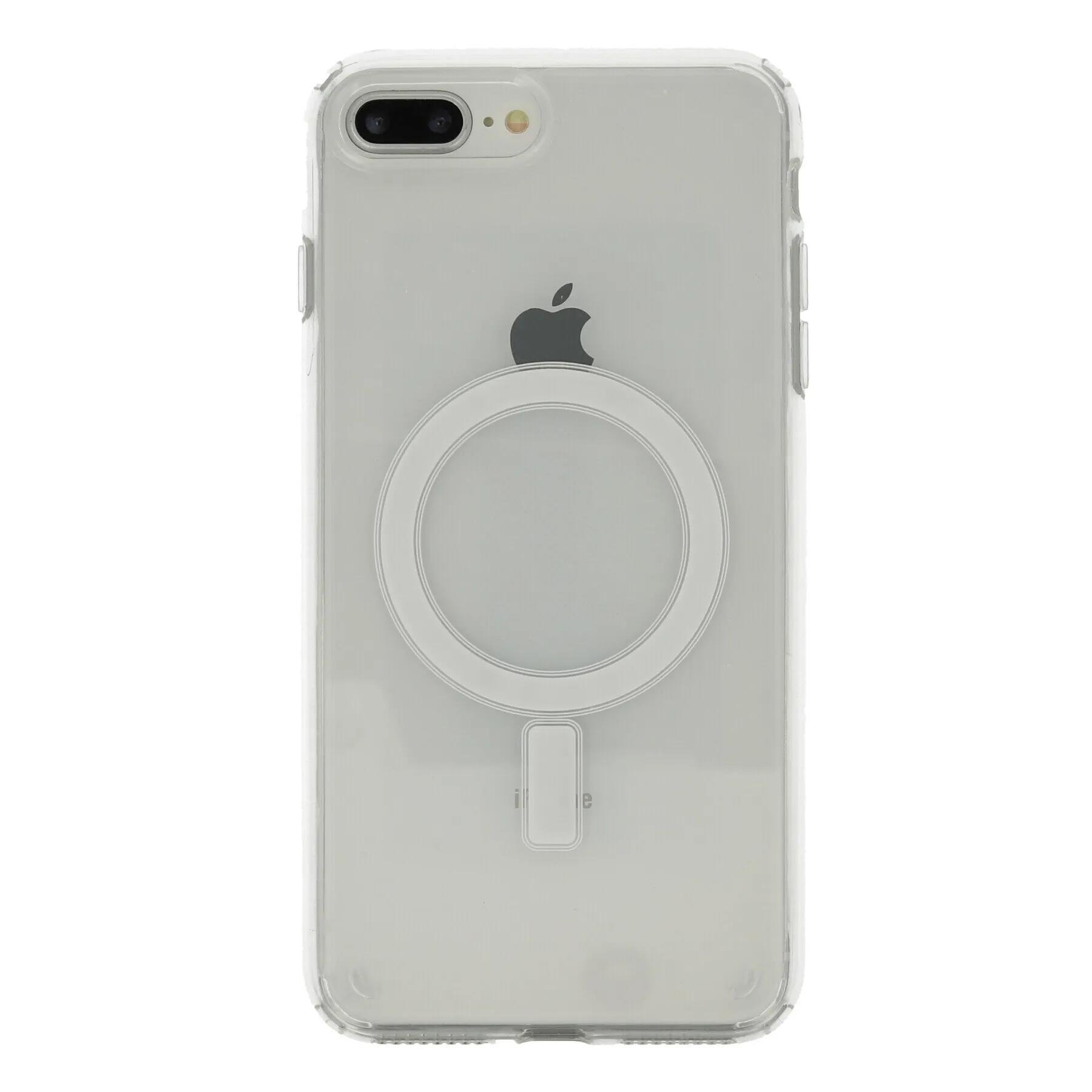 Apple iPhone 8 Plus Kılıf M-safe Şarj Özellikli Şeffaf Sert PC Zore Embos Kapak