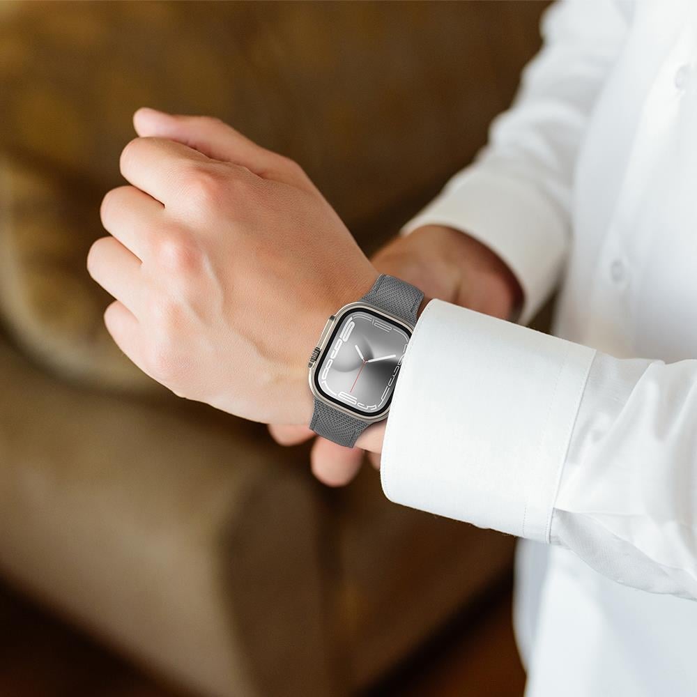 Apple Watch 10 42mm Amazingthing Titan Swift Deri Dokulu Silikon Kordon
