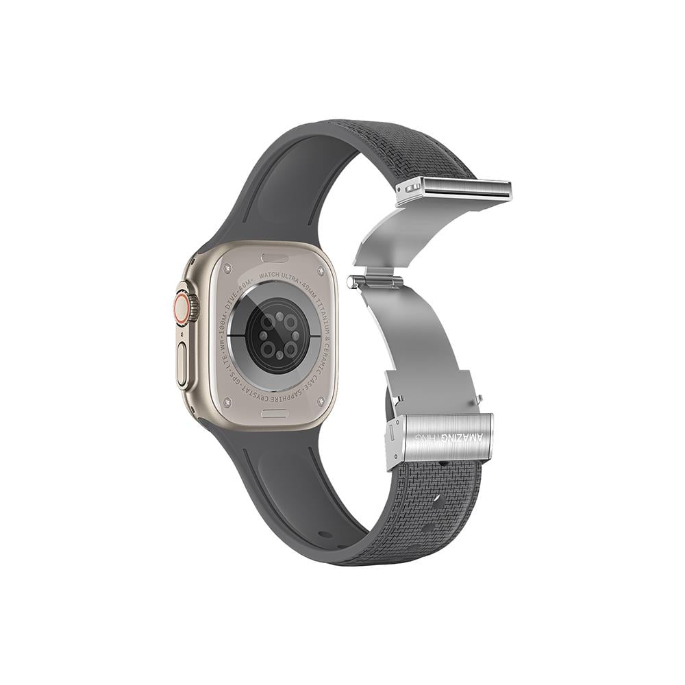 Apple Watch 10 42mm Amazingthing Titan Swift Deri Dokulu Silikon Kordon