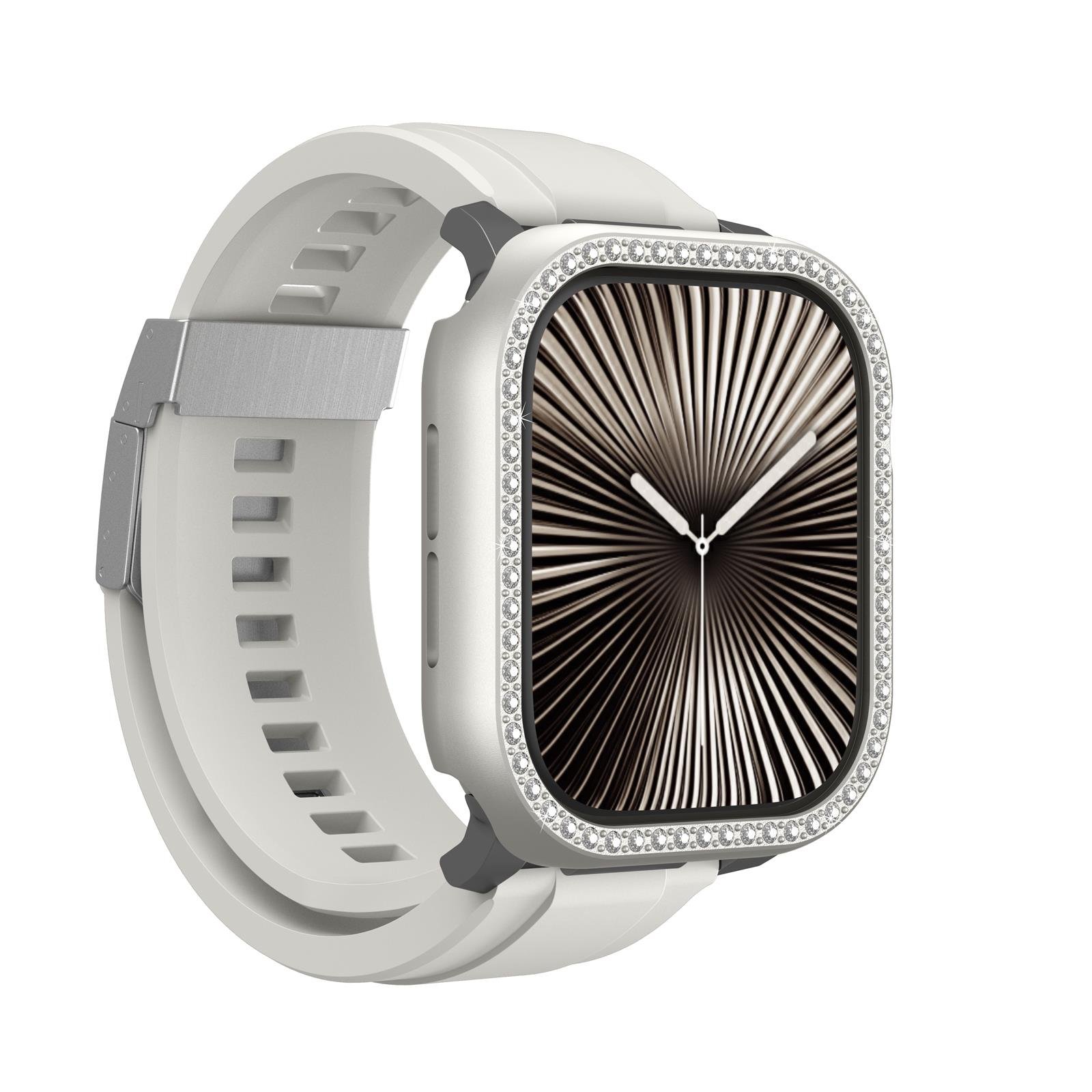 Apple Watch 10 46mm Amazingthing Gleam Fit FullGuard Taşlı Sert PC Kasa ve Ekran Koruyucu
