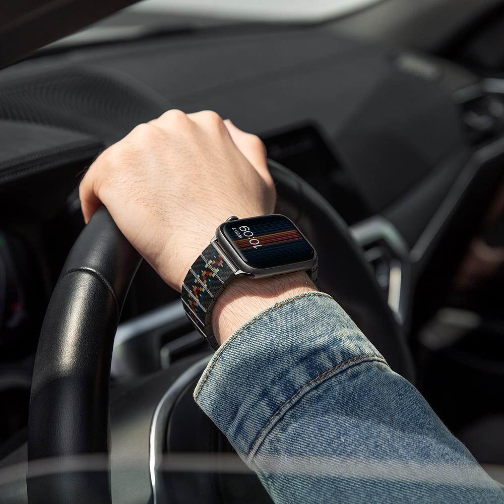 Apple Watch Serisi Uyumlu Aramid Fiber ve Karbon Fiber Pitaka Modern Serisi Rhapsody Universal Kordon