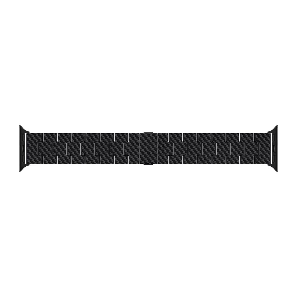 Apple Watch Serisi Uyumlu Karbon Fiber Pitaka Retro Serisi Black-Grey Twill Universal Kordon
