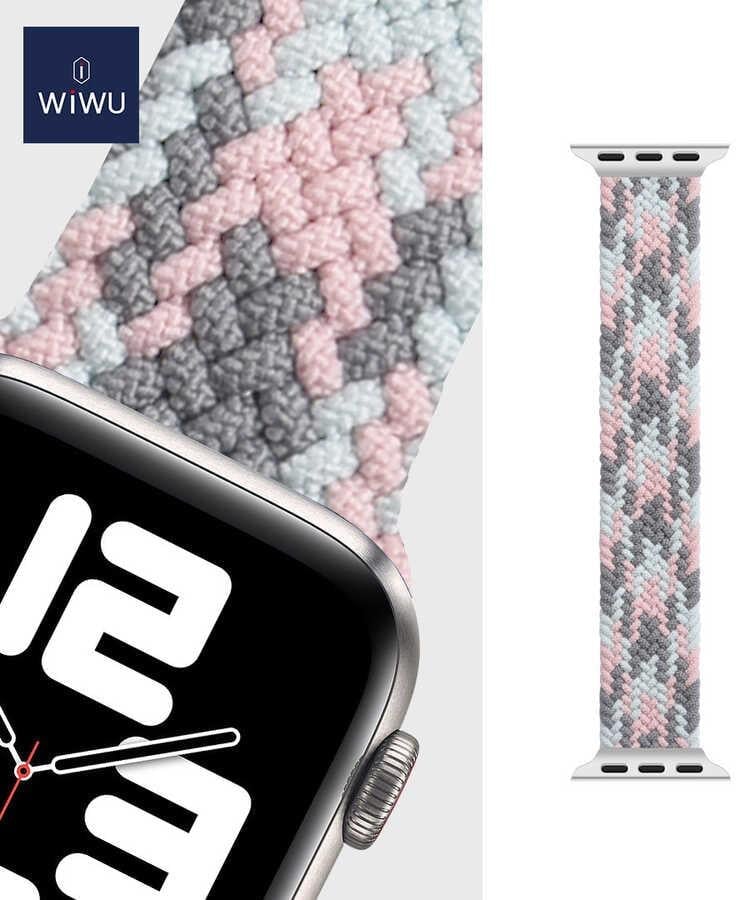 Apple Watch Ultra 49mm Kordon Wiwu Braided Solo Loop Contrast Color Large Strap Kayış
