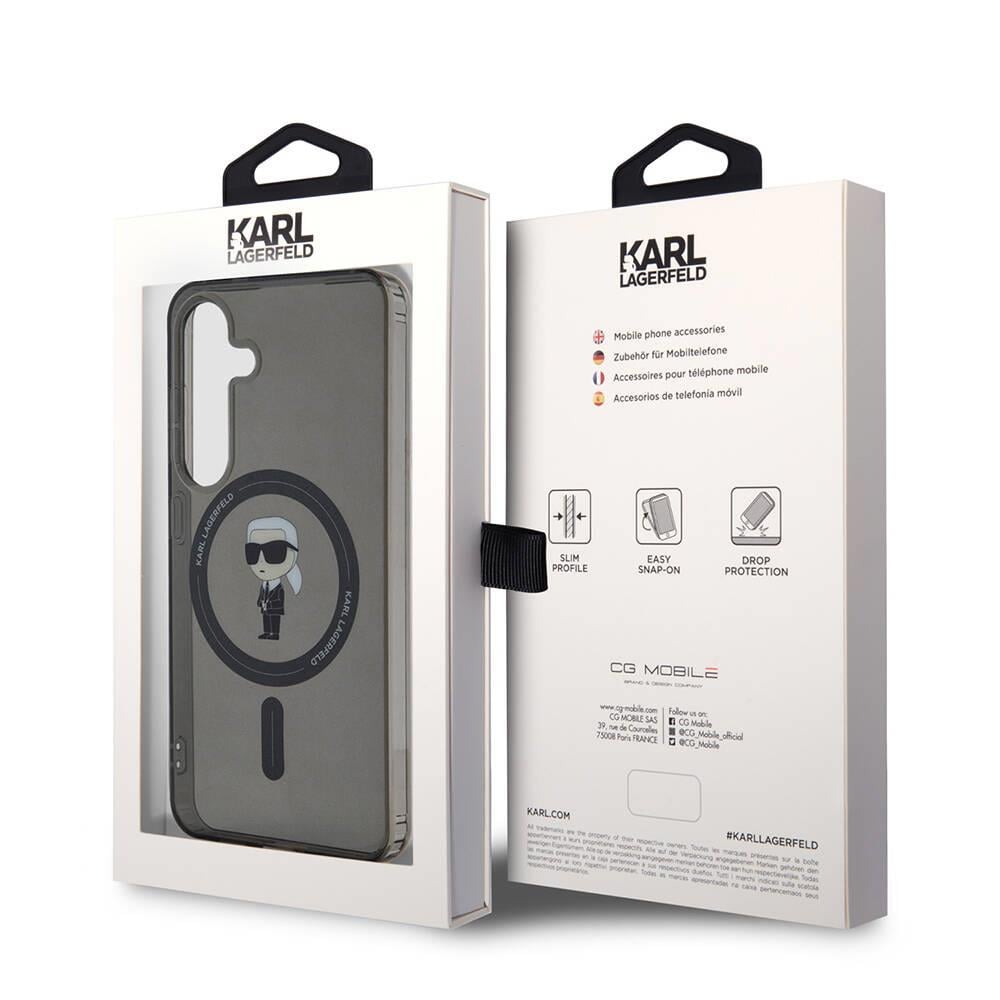 Galaxy S24 Kılıf Karl Lagerfeld Orjinal Lisanslı M-safe Şarj Özellikli Karl Head IML Baskılı Kapak