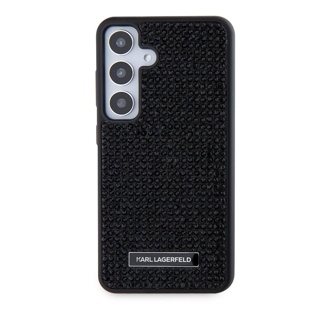 Galaxy S24 Kılıf Karl Lagerfeld Taşlı Metal Logo Orjinal Lisanslı Kapak