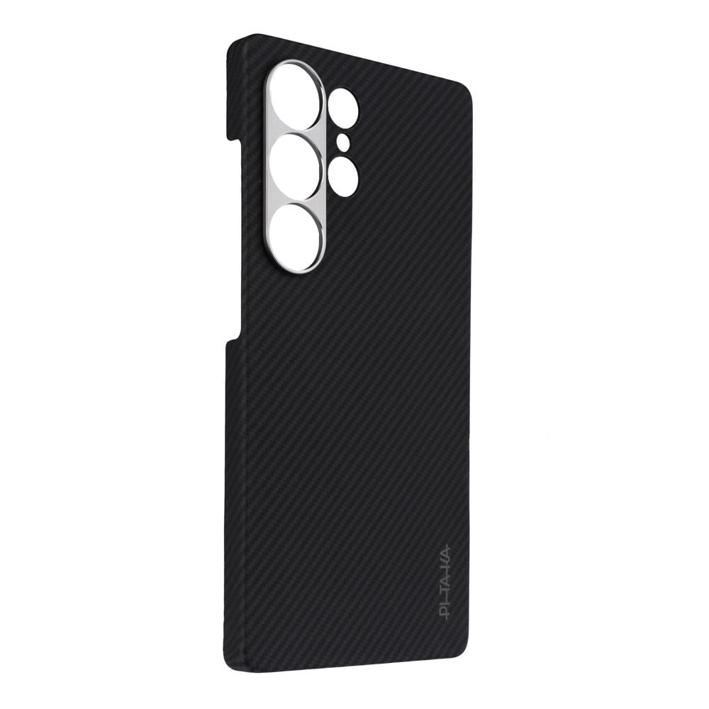 Galaxy S25 Ultra Kılıf M-safe Şarj Özellikli 600D Aramid Fiber Pitaka Ultra-Slim Classic Serisi Black-Grey Twill Kapak