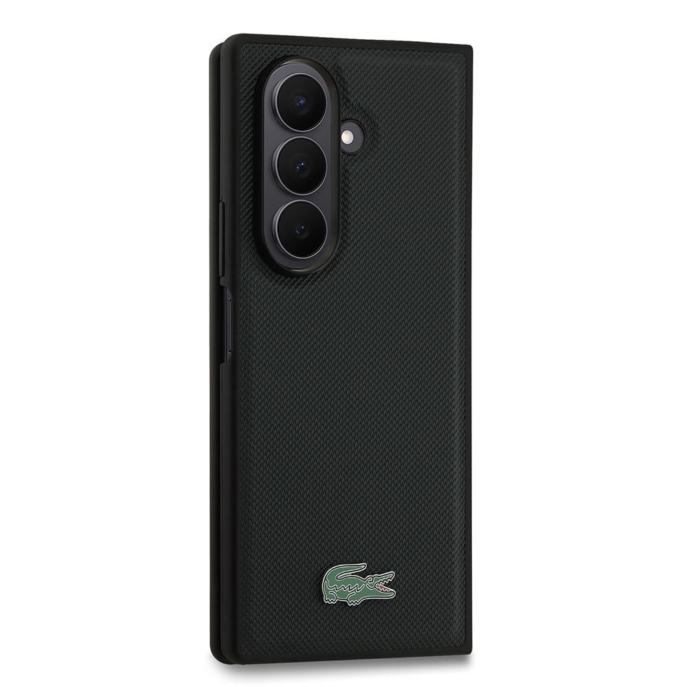 Galaxy Z Fold 7 Kılıf Lacoste Orjinal Lisanslı M-safe Şarj Özellikli Pike Desenli Arka Yüzey İkonik Timsah Metal Logolu Kapak