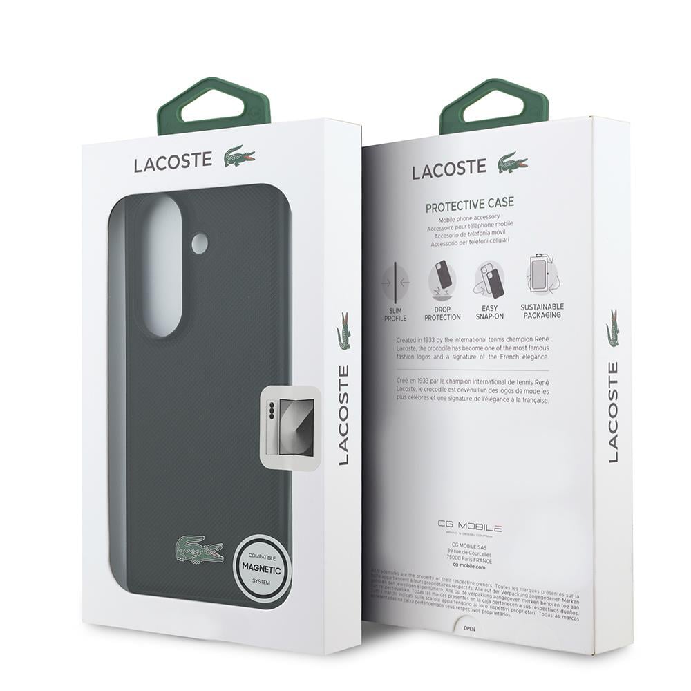 Galaxy Z Fold 7 Kılıf Lacoste Orjinal Lisanslı M-safe Şarj Özellikli Pike Desenli Arka Yüzey İkonik Timsah Metal Logolu Kapak