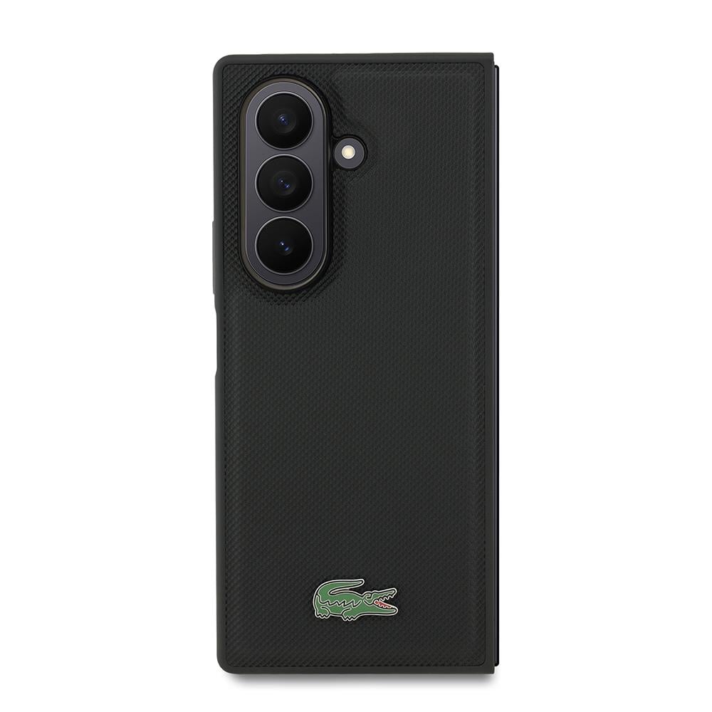 Galaxy Z Fold 7 Kılıf Lacoste Orjinal Lisanslı M-safe Şarj Özellikli Pike Desenli Arka Yüzey İkonik Timsah Metal Logolu Kapak