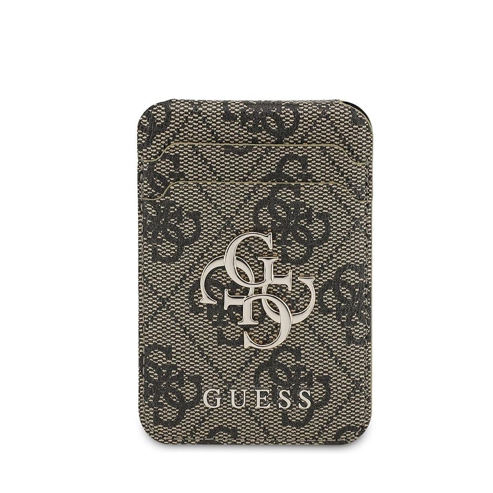 Guess Orjinal Lisanslı PU Deri 4G Desenli Metal Büyük 4G ve Yazı Logolu Standlı Magnetik Kartlık