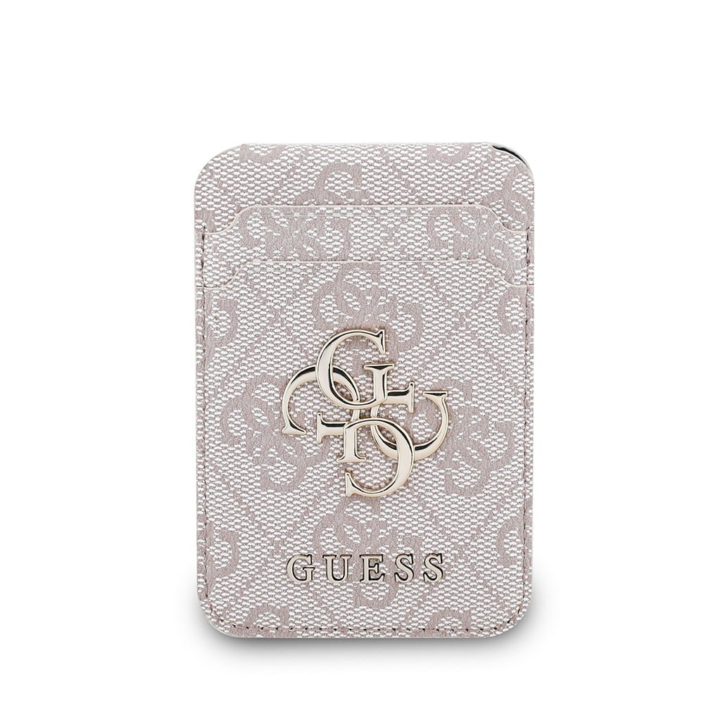Guess Orjinal Lisanslı PU Deri 4G Desenli Metal Büyük 4G ve Yazı Logolu Standlı Magnetik Kartlık