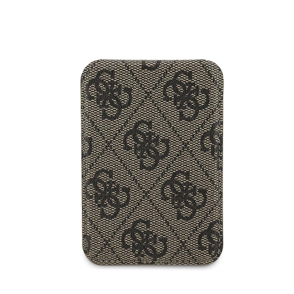Guess Orjinal Lisanslı PU Deri 4G Desenli Metal Büyük 4G ve Yazı Logolu Standlı Magnetik Kartlık