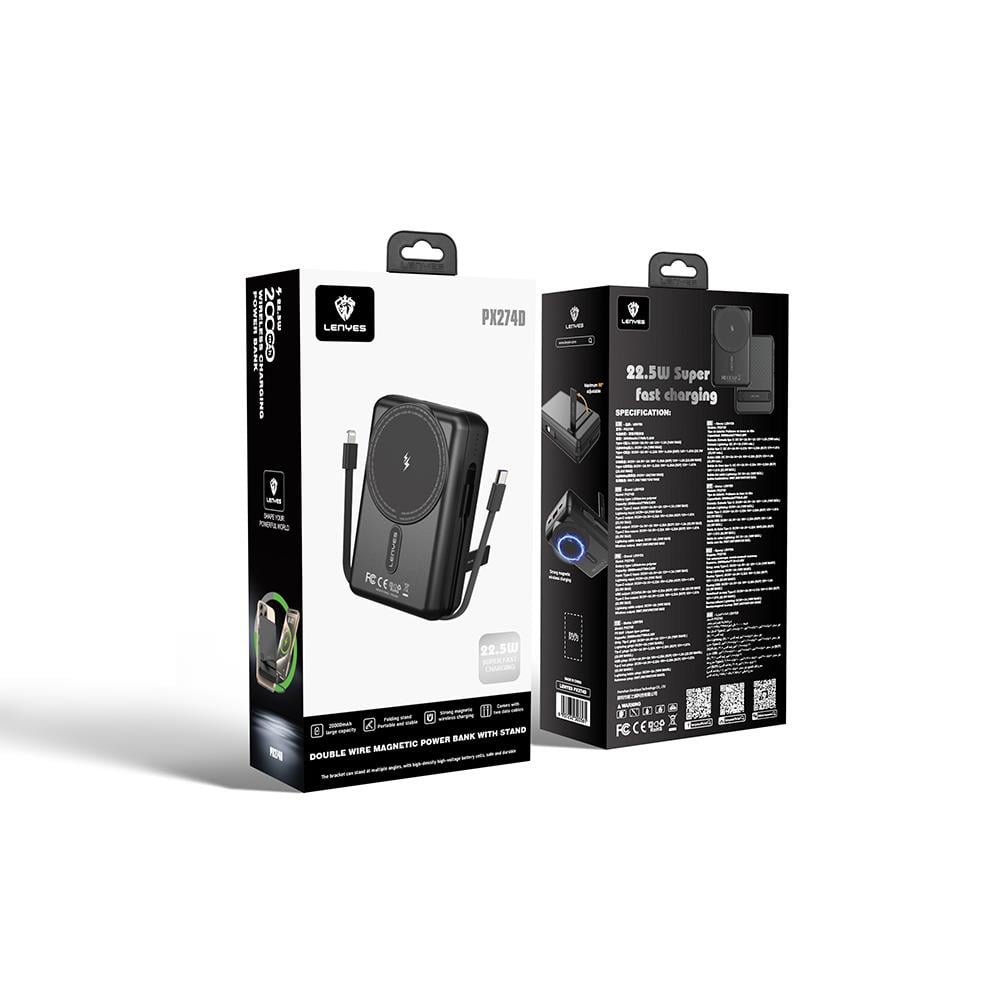 Lenyes PX274D PD 22.5W Standlı M-safe Şarj Özellikli Wireless Powerbank 15W 20000mAh