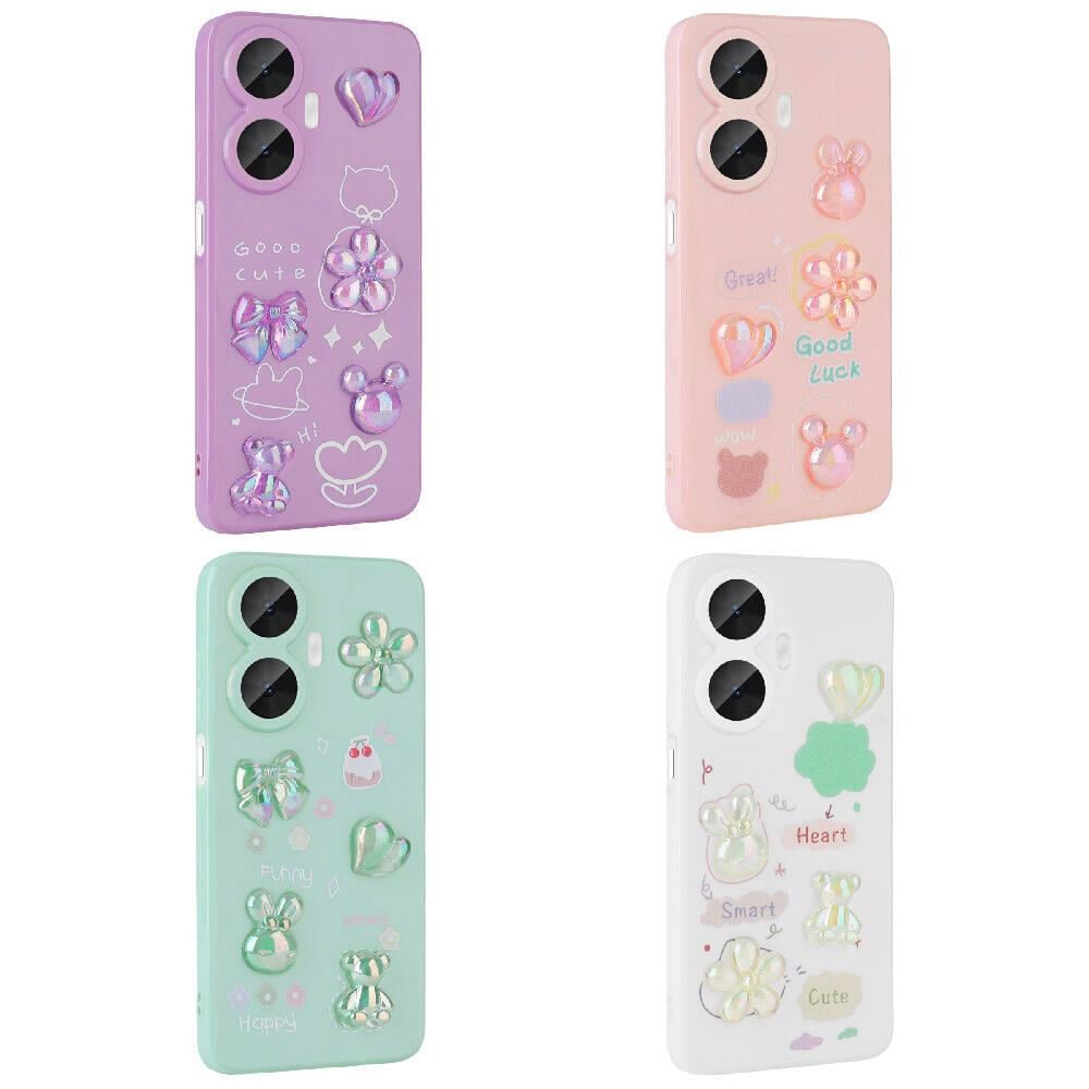 Realme C55 Kılıf Kabartma Figürlü Parlak Zore Toys Silikon Kapak
