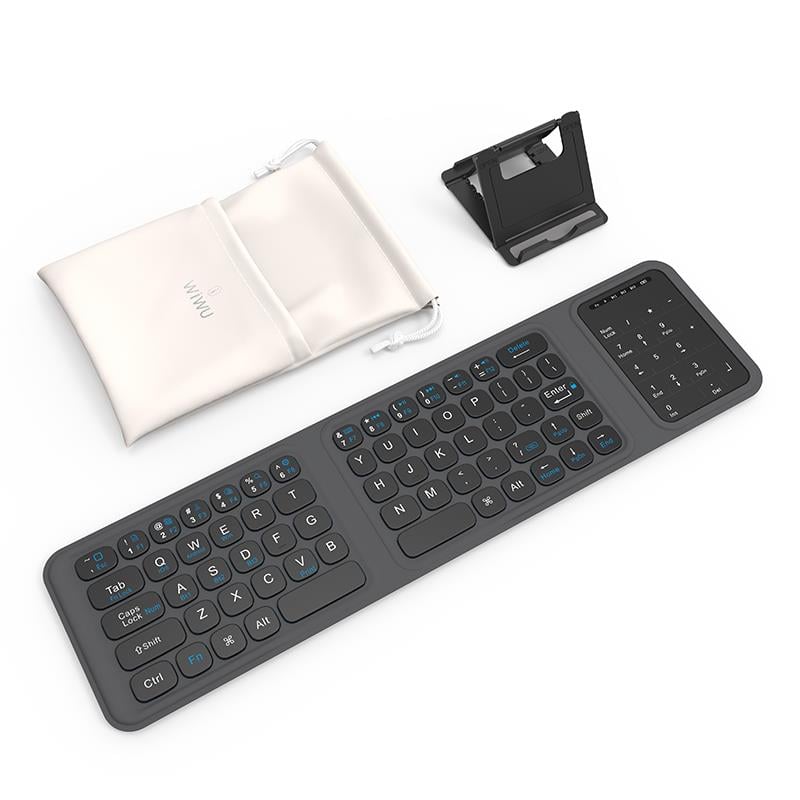 Wiwu FMK-05 iOS Android Windows Uyumlu Katlanabilir Bluetooth Kablosuz Klavye + Masaüstü Telefon Standı