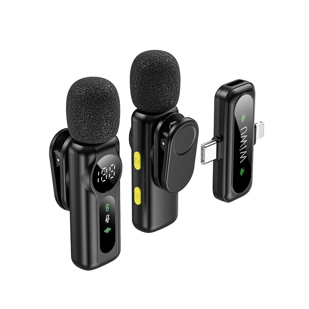 Wiwu Wi-WM007 2in1 Type-C ve Lightning Portlu ANC Özellikli Kablosuz Yaka Mikrofonu