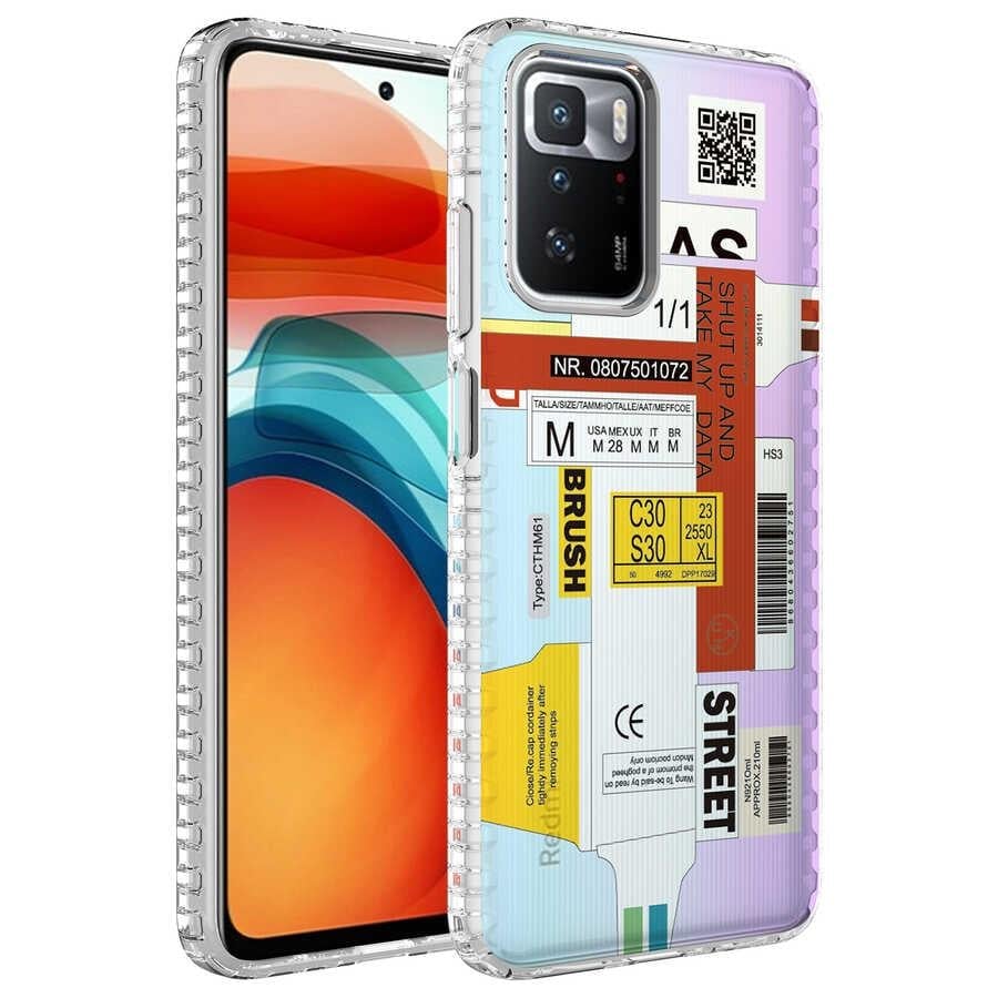 Xiaomi Redmi 10 Kılıf Airbag Kenarlı Renkli Desenli Silikon Zore Elegans Kapak