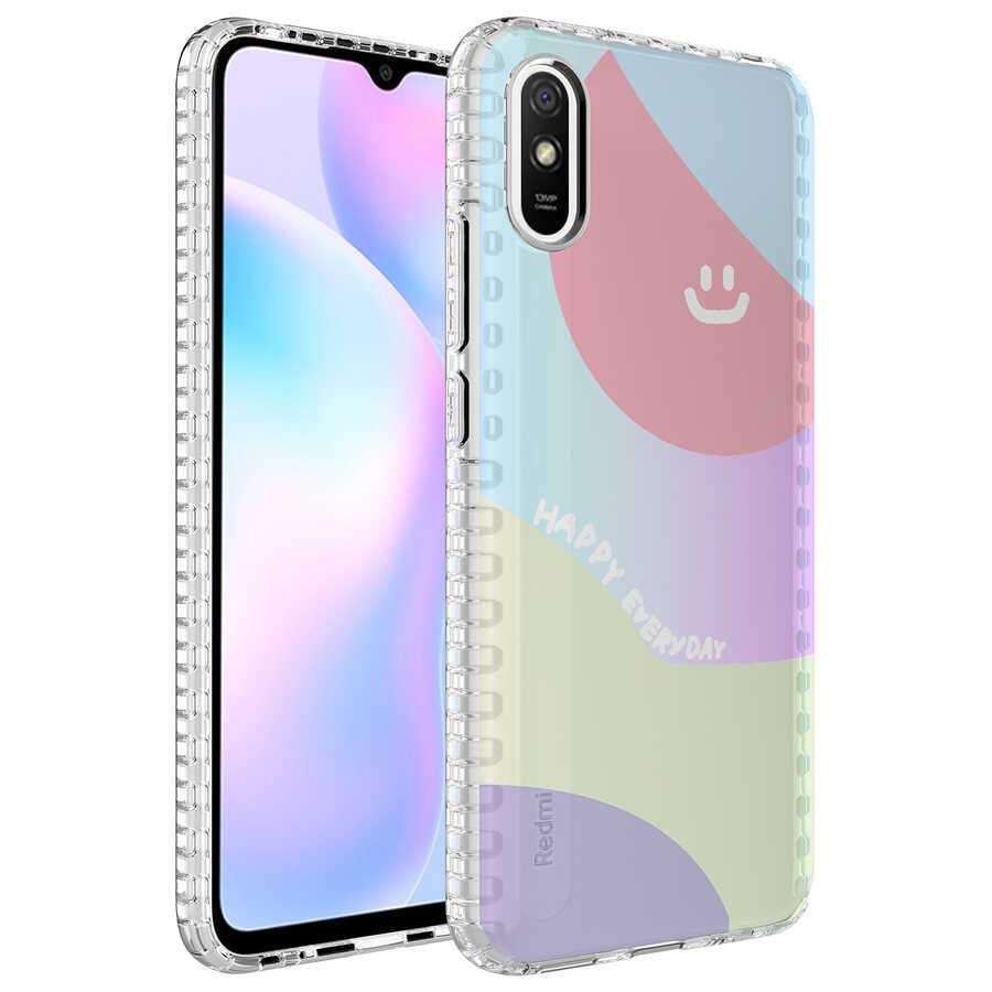 Xiaomi Redmi 9A Kılıf Airbag Kenarlı Renkli Desenli Silikon Zore Elegans Kapak