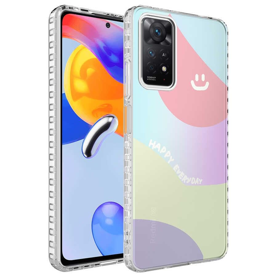 Xiaomi Redmi Note 11S Global Kılıf Airbag Kenarlı Renkli Desenli Silikon Zore Elegans Kapak
