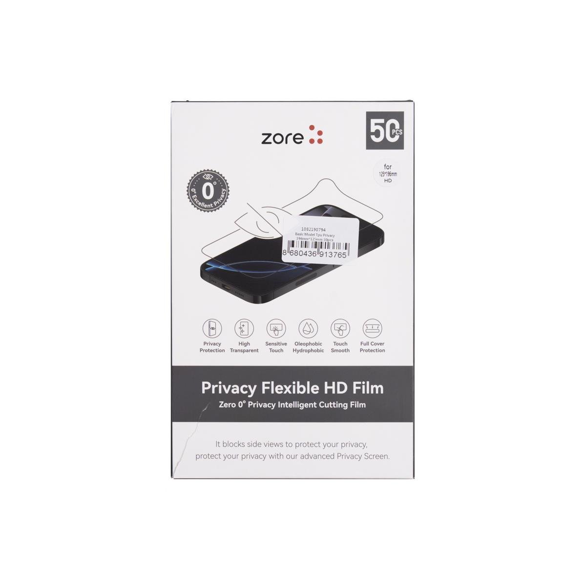 Zore Basic Model TPU Privacy Hayalet Ekran Koruyucu 196mm x 125mm 50 Adet