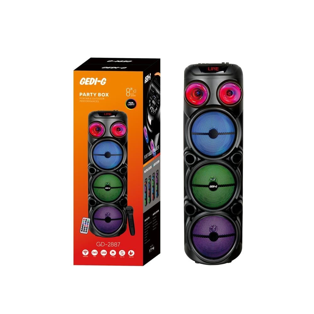 Zore GD-2887 Dijital LED Göstergeli Mikrofonlu RGB TWS 8 inç Stereo Bass Kablosuz Karaoke Hoparlör