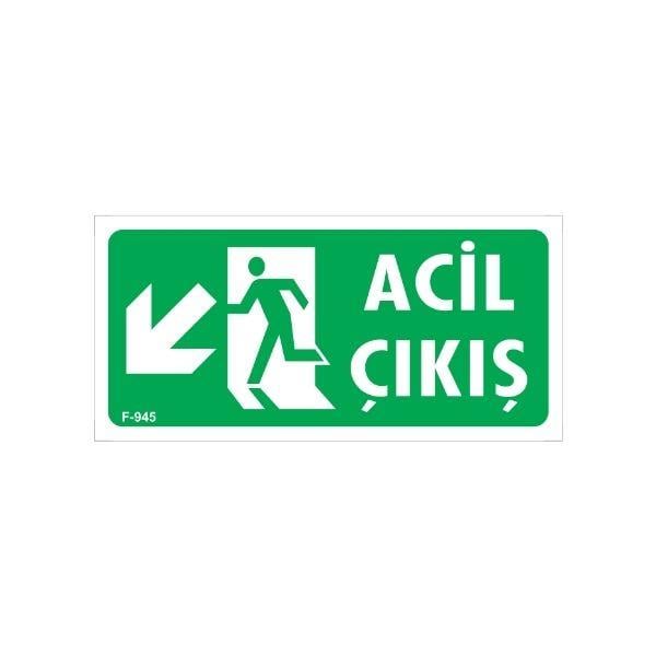 Acil Çıkış Uyarı Levhası Sol Aşağı OkİSG-F945-1225FSAcil Çıkış Uyarı Levhası Sol Aşağı Ok