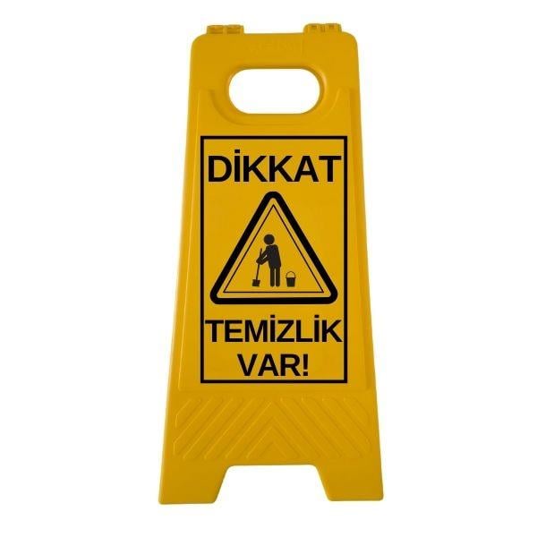 Dikkat Temizlik Var Katlanır Uyarı LevhasıHT5002-003Dikkat Temizlik Var Katlanır Uyarı Levhası