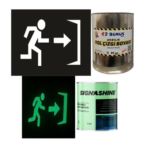 Acil Çıkış Boyama Şablonu ve Fosforlu Boya SetiSBL-07-001593-1Acil Çıkış Boyama Şablonu ve Fosforlu Boya Seti