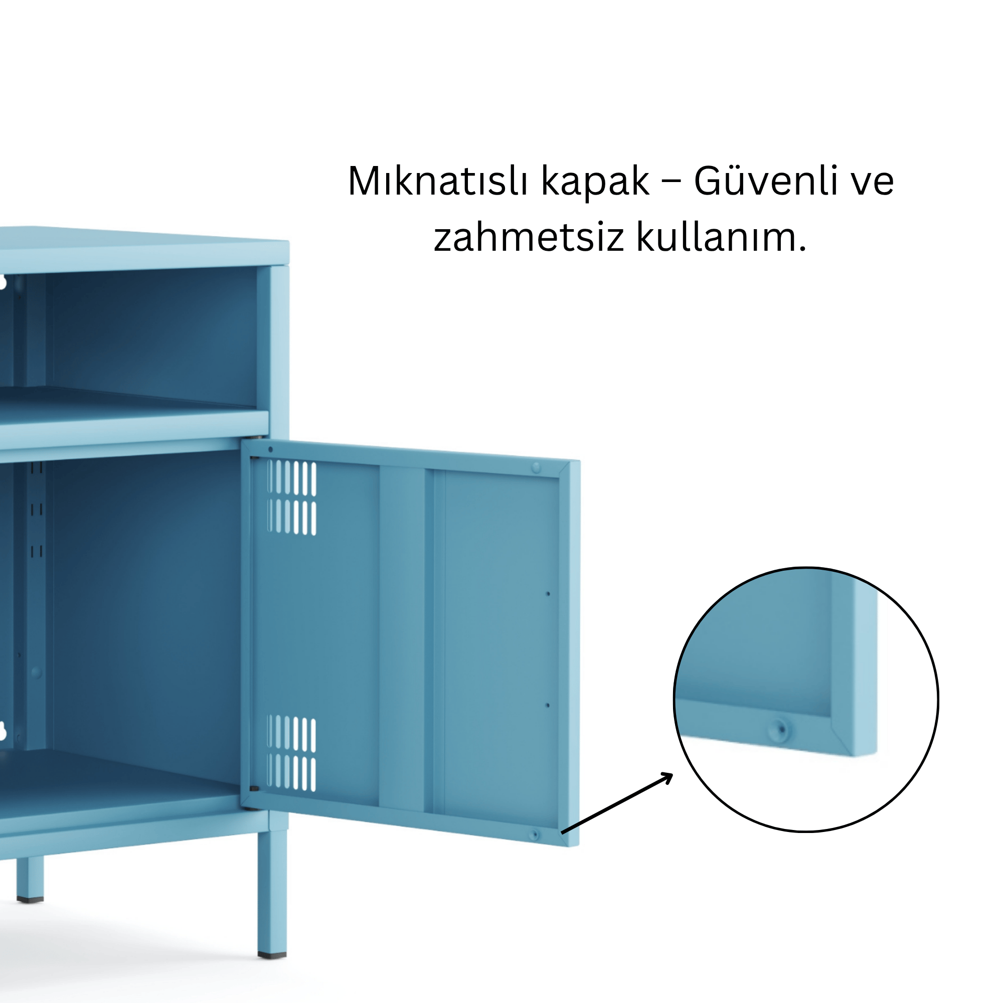 Pera Komodin Açık Raflı 41,5 x 40 x 64,50 cm - Ral 5024 Mavi